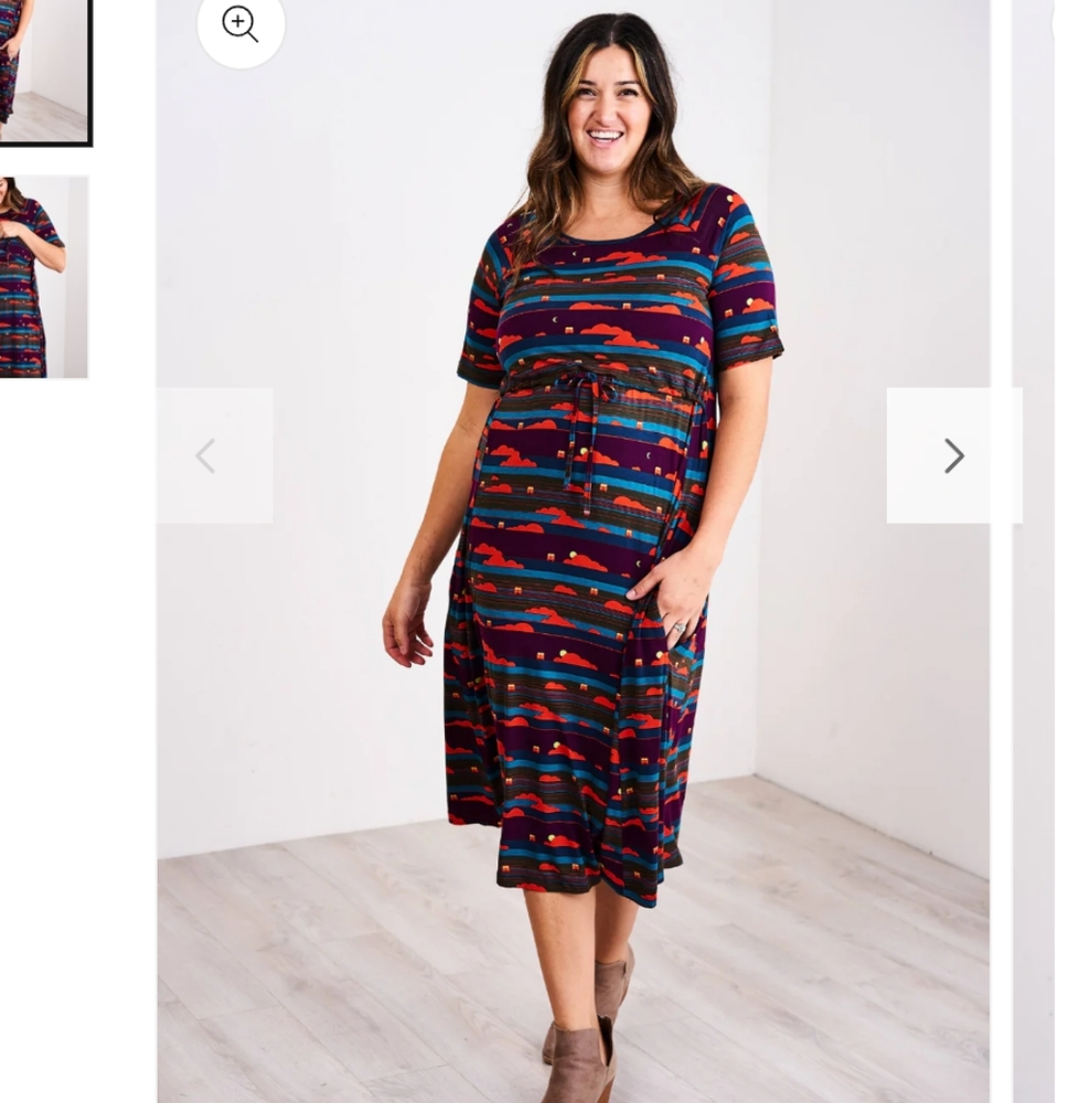 Latched Mama Drawstring Midi Nursing Dress